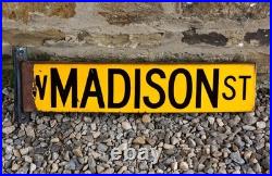 Vintage D/Sided American Enamel Advertising Sign. West Madison Street, Chicago
