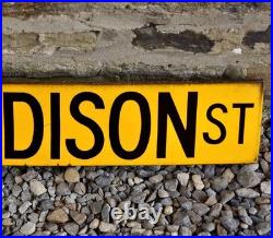 Vintage D/Sided American Enamel Advertising Sign. West Madison Street, Chicago