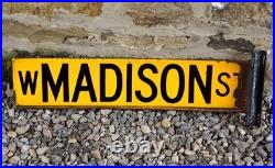 Vintage D/Sided American Enamel Advertising Sign. West Madison Street, Chicago