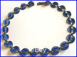 Vintage D-a David Anderson Norway Signed Sterling Silver Blue Enamel Necklace
