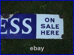 Vintage Daily Express Sold Here blue & white enamel advertising sign 40'' by 6'