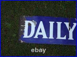 Vintage Daily Express Sold Here blue & white enamel advertising sign 40'' by 6'