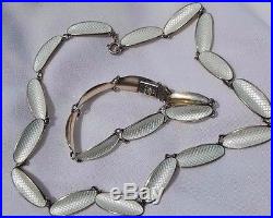 Vintage David Andersen Norway Signed Sterling Enamel Necklace Bracelet Set
