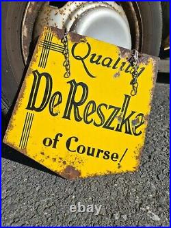 Vintage DeReske Double Sided Enamel Advertising Sign