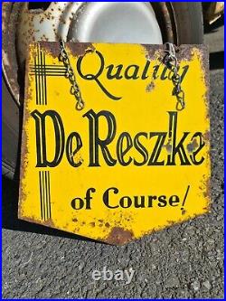 Vintage DeReske Double Sided Enamel Advertising Sign