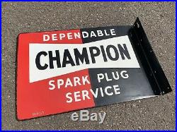 Vintage Dependable Champion Spark Plug Service Metal Enamel Advertising Sign