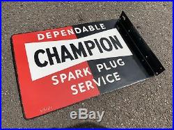 Vintage Dependable Champion Spark Plug Service Metal Enamel Advertising Sign