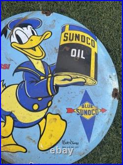 Vintage Disney Donald Duck Sunoco Motor Oil Enamel Sign