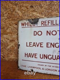 Vintage Do Not Smoke Petrol Pump Forecourt Enamel Sign Globe Insurance