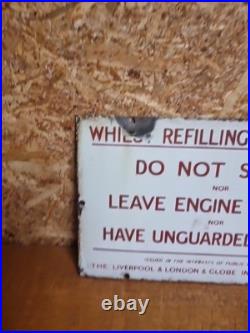 Vintage Do Not Smoke Petrol Pump Forecourt Enamel Sign Globe Insurance