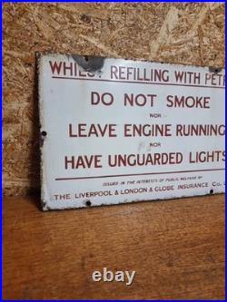 Vintage Do Not Smoke Petrol Pump Forecourt Enamel Sign Globe Insurance