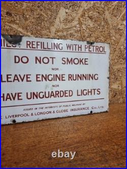 Vintage Do Not Smoke Petrol Pump Forecourt Enamel Sign Globe Insurance