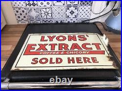 Vintage Double Sided Enamel Lyons Extract Sign