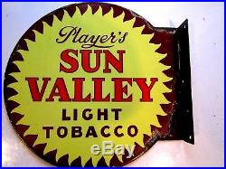 Vintage Double Sided Enamel Sign Player`s Sun Valley Rare Advertising Sign