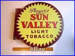 Vintage Double Sided Enamel Sign Player`s Sun Valley Rare Advertising Sign