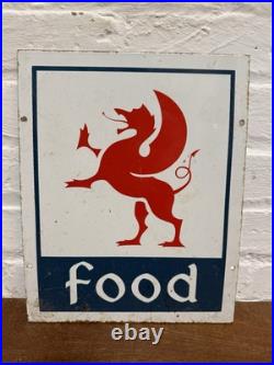 Vintage Double Sided Enamel Sign Welsh Food Wales Advertising Red Dragon