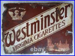 Vintage Double Sided Enamel Sign, Westminster Virginia Cigarettes
