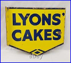 Vintage Double Sided Lyons' Cakes Enamel Advertising Sign