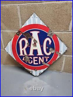 Vintage Double Sided RAC Agent Enamel Sign Retro Advertising