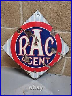 Vintage Double Sided RAC Agent Enamel Sign Retro Advertising