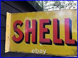 Vintage Double Sided Shell Enamel Sign Garage Display