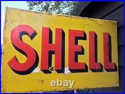 Vintage Double Sided Shell Enamel Sign Garage Display