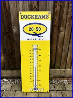 Vintage Duckhams Enamel Thermometer Sign, Great Colours, Glass Intact
