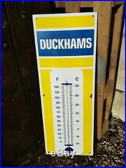 Vintage Duckhams Oil Enamel Sign Thermometer. Motor Automobilia Garage Workshop