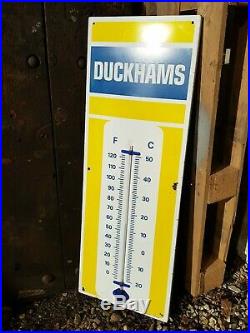 Vintage Duckhams Oil Enamel Sign Thermometer. Motor Automobilia Garage Workshop
