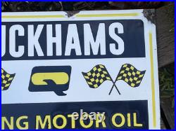 Vintage Duckhams Racing Motor Oil Enamel Advertising Sign Mancave Raised Letters