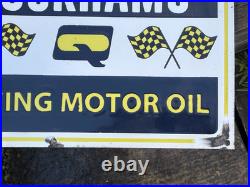 Vintage Duckhams Racing Motor Oil Enamel Advertising Sign Mancave Raised Letters