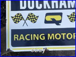 Vintage Duckhams Racing Motor Oil Enamel Advertising Sign Mancave Raised Letters