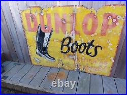 Vintage Dunlop Boots Enamel Sign, Antique Advertising Sign, Rustic Man Cave Vintage Dunlop Boots Enamel Sign, Antique Advertising Sign, Rustic Man Cave