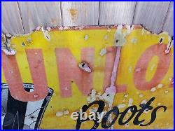 Vintage Dunlop Boots Enamel Sign, Antique Advertising Sign, Rustic Man Cave Vintage Dunlop Boots Enamel Sign, Antique Advertising Sign, Rustic Man Cave