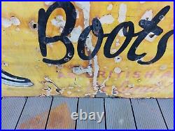 Vintage Dunlop Boots Enamel Sign, Antique Advertising Sign, Rustic Man Cave Vintage Dunlop Boots Enamel Sign, Antique Advertising Sign, Rustic Man Cave
