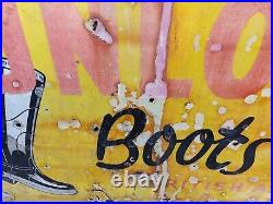 Vintage Dunlop Boots Enamel Sign, Antique Advertising Sign, Rustic Man Cave Vintage Dunlop Boots Enamel Sign, Antique Advertising Sign, Rustic Man Cave