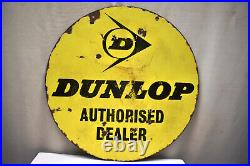 Vintage Dunlop Tire Tyres Sign Porcelain Enamel Double Sided Round Shop Displa2