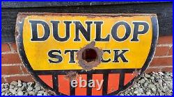 Vintage ENAMEL Dunlop Sign old Dunlop stock sign double sided Dunlop Tyre sign