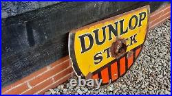 Vintage ENAMEL Dunlop Sign old Dunlop stock sign double sided Dunlop Tyre sign