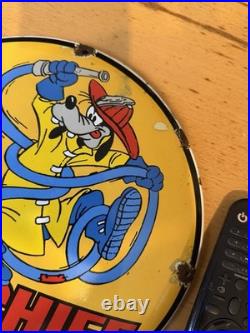 Vintage ENAMEL SIGN, Texaco Fire Chief Gasoline, marked 1954