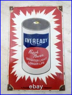 Vintage EVEREADY Trade Mark Battery Advertisement Porcelain Enamel Sign Board