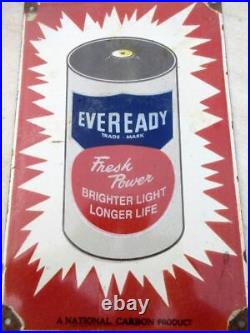 Vintage EVEREADY Trade Mark Battery Advertisement Porcelain Enamel Sign Board