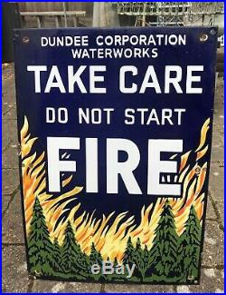 Vintage Early Enamel Sign Dundee Corporation Waterworks Do Not Start fire