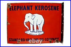Vintage Elephant Kerosene Porcelain Enamel Sign 24x18in Standard Vacuum Oil Doub