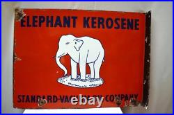 Vintage Elephant Kerosene Porcelain Enamel Sign 24x18in Standard Vacuum Oil Doub