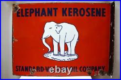 Vintage Elephant Kerosene Porcelain Enamel Sign 24x18in Standard Vacuum Oil Doub