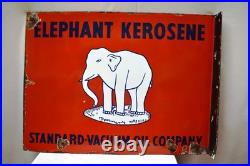 Vintage Elephant Kerosene Porcelain Enamel Sign 24x18in Standard Vacuum Oil Doub Vintage Elephant Kerosene Porcelain Enamel Sign 24x18in Standard Vacuum Oil Doub