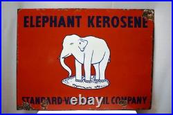 Vintage Elephant Kerosene Porcelain Enamel Sign 24x18in Standard Vacuum Oil Doub