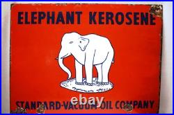 Vintage Elephant Kerosene Porcelain Enamel Sign 24x18in Standard Vacuum Oil Doub