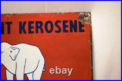 Vintage Elephant Kerosene Porcelain Enamel Sign 24x18in Standard Vacuum Oil Doub
